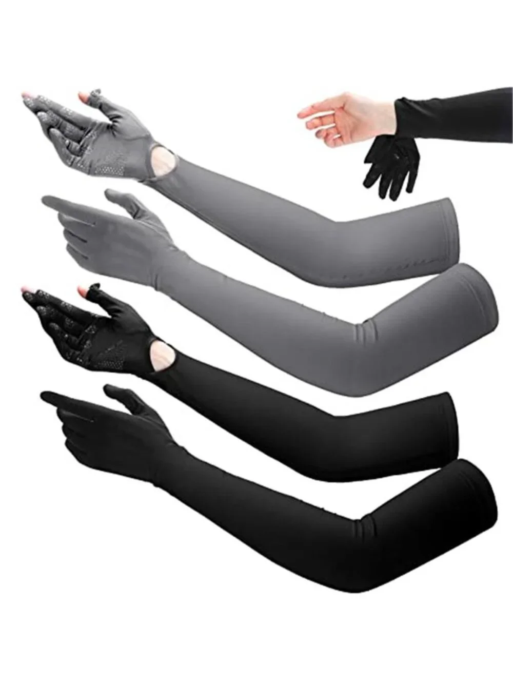 2 Pairs Womens UV Long Sun Protection Gloves Touchscreen Arm Sun Gloves